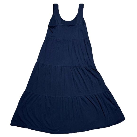 J Crew Striped Tiered Maxi Dress Womens Medium Navy Sleeveless Sundress Peplum - Picture 4 of 8